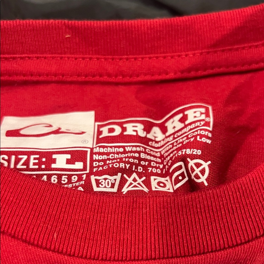 Men’s Drake Red T-Shirt with Pocket Alabama Roll Tide Large NWOT - Picture 3 of 3